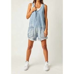 NEW FREE PEOPLE high roller shortall in blue